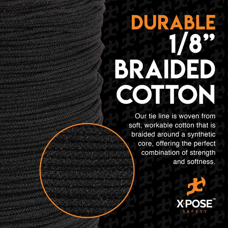 إكسبوز سايفتي حبل تريكلاين أسود غير مزجج - خط ربط مسرحي بطول 600 قدم × 1/8 بوصة، بكرة شديدة التحمل، وإدارة الكابلات وربطة الأسلاك - للمسرح، وديكور المسرح، وتطبيقات التزوير والمرافق - Image 3